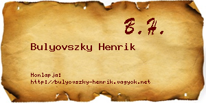 Bulyovszky Henrik névjegykártya